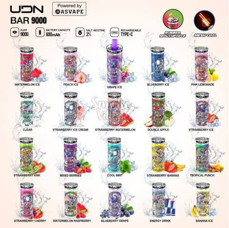 Одноразовая электронная сигарета UDN BAR (9000) - Strawberry Cherry ( Клубника вишня)